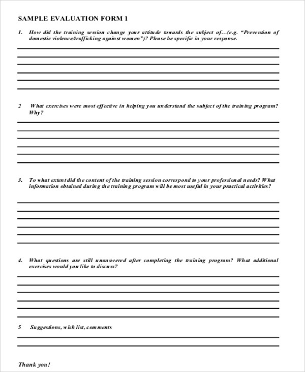 training seminar evaluation form pdf