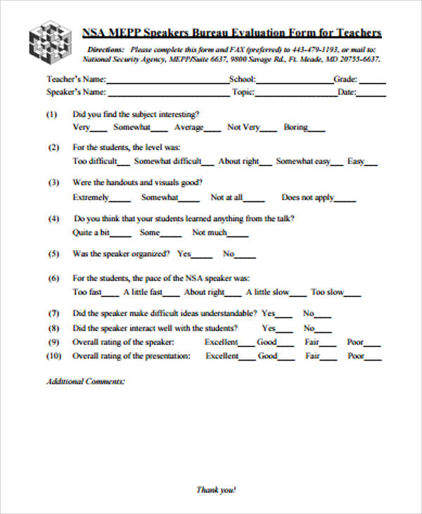 speaker bureau evaluation form