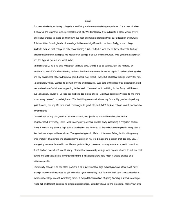 Narrative essay examples high school