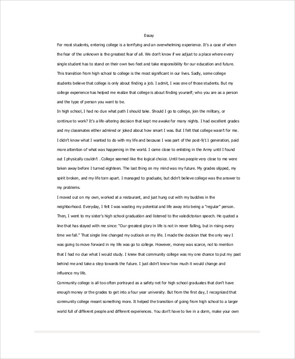 personal narrative essay examples high school pdf