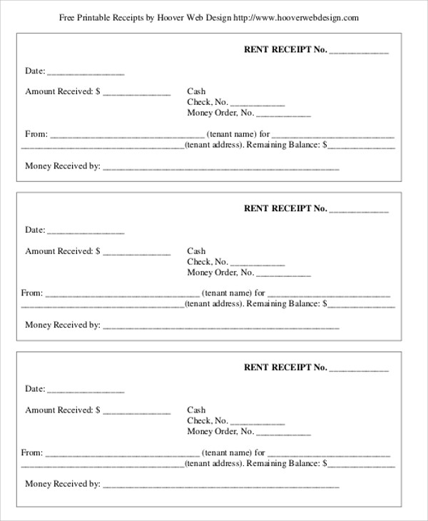 printable rent payment receipt