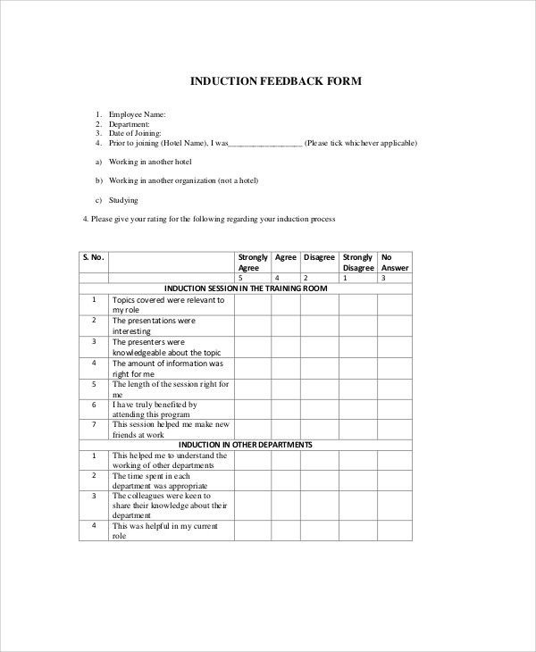 FREE 7+ Sample Orientation Feedback Forms in MS Word | PDF