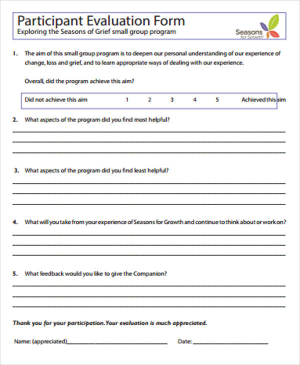 FREE 7 Sample Small Group Evaluation Forms In MS Word PDF