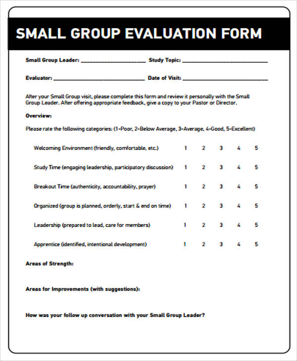 simple small group evaluation form