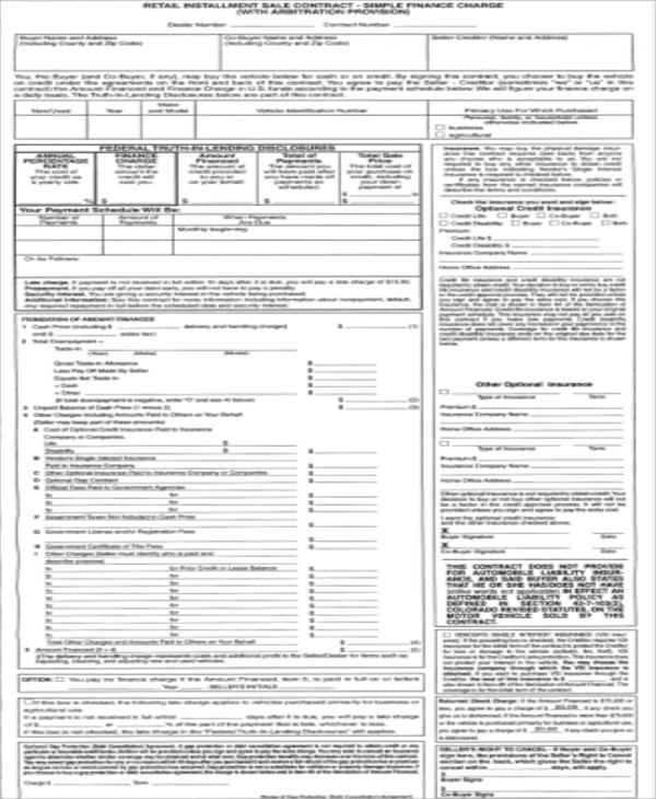 retail installment sales contract