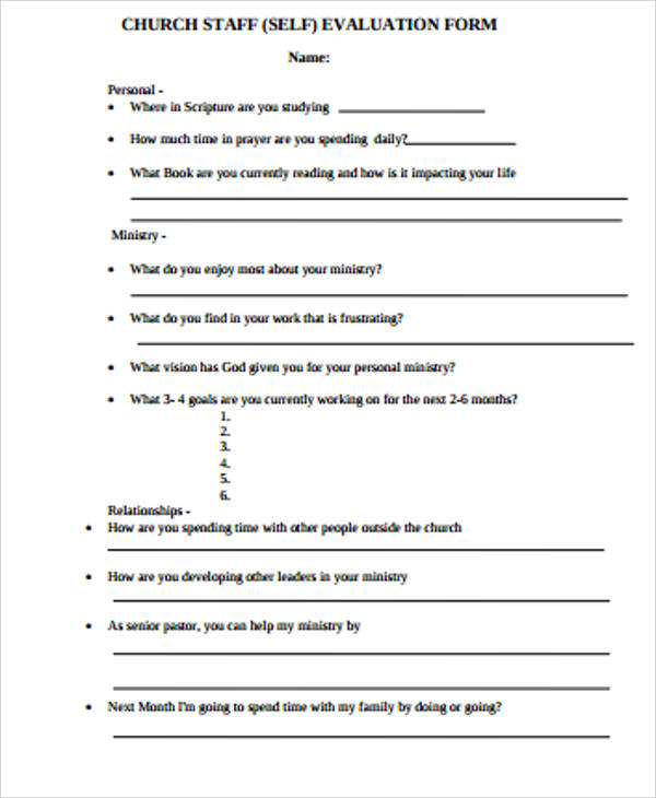 staff self evaluation form free