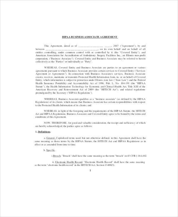 hipaa business agreement form