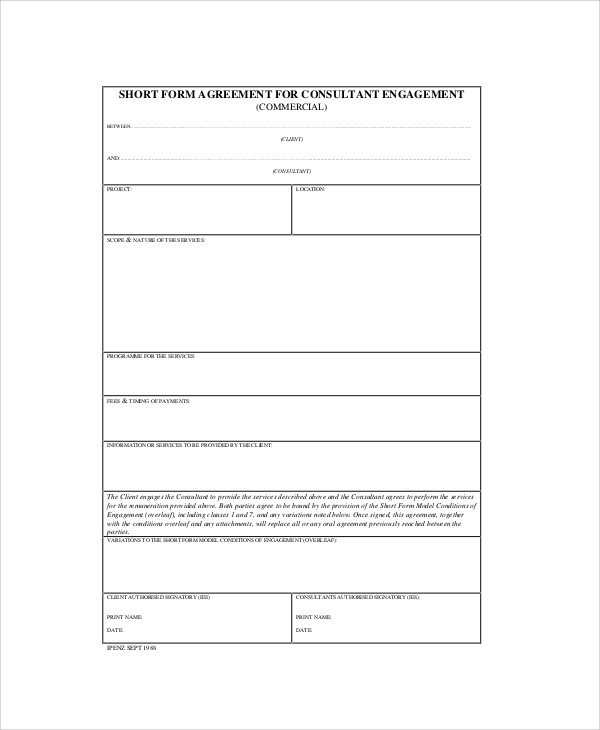 short consulting agreement form