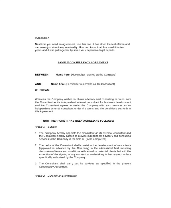 consulting agreement form