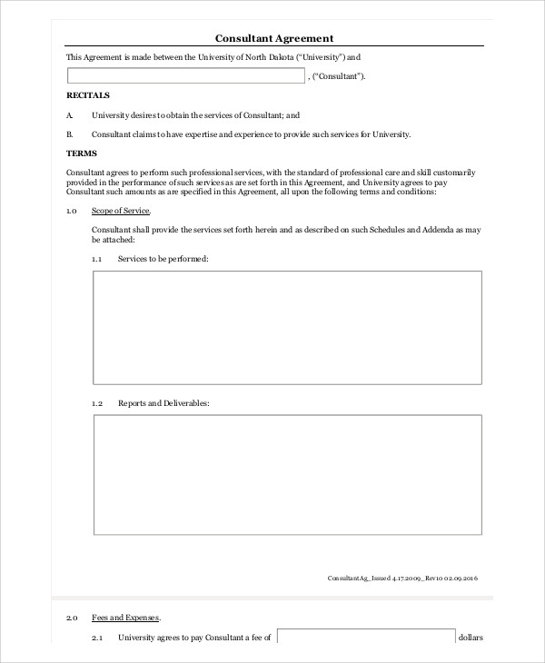 consulting fee agreement form
