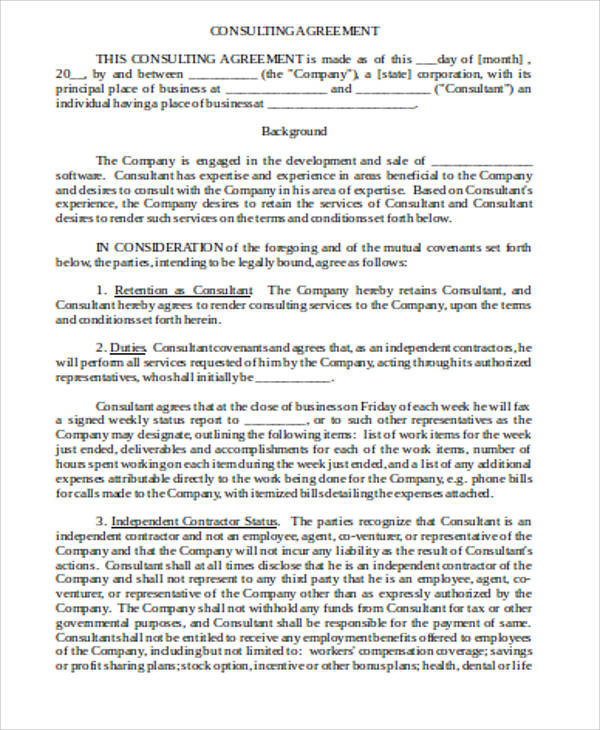 consulting agreement example doc