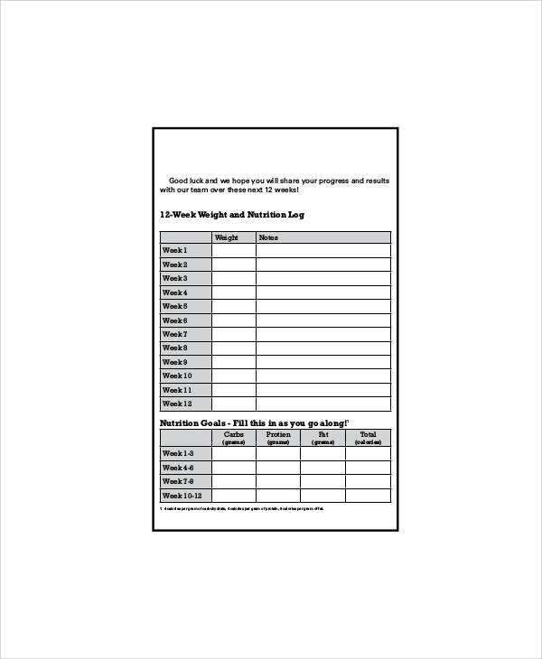 workout plan log sheet