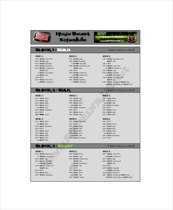printable body beast workout sheets