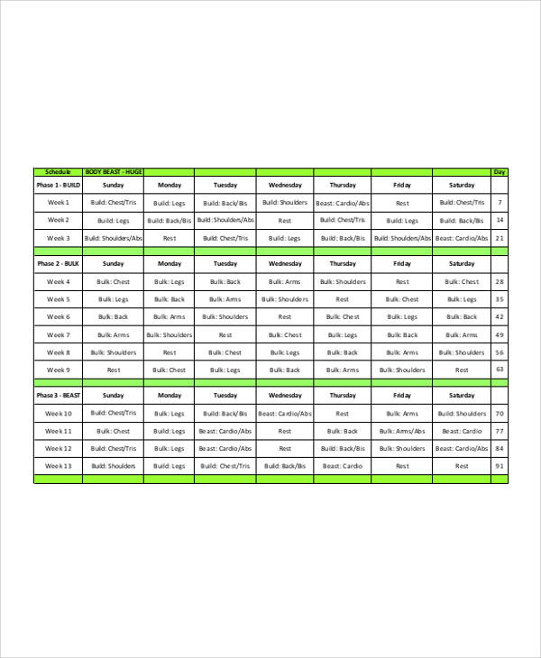 body beast workout sheets