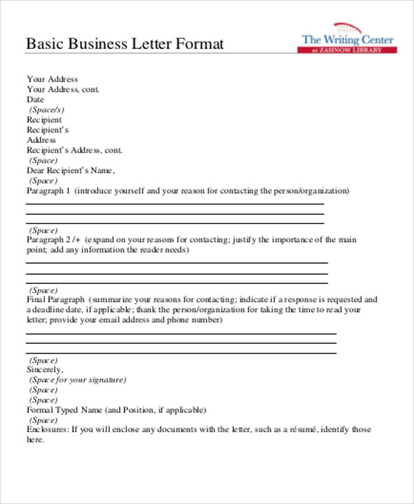 basic business letter format