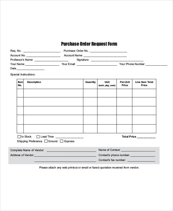 Basic Printable Order Forms Templates Free For Word