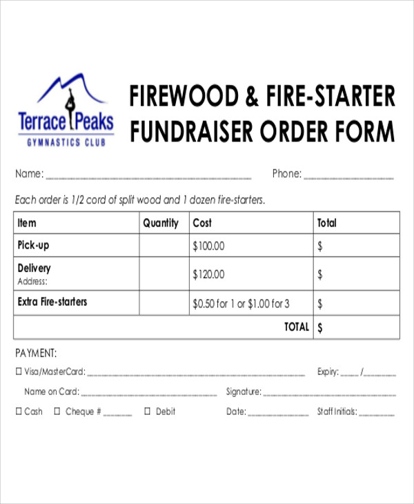 firewood fundraiser order form