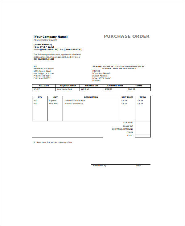 sample purchase order form1