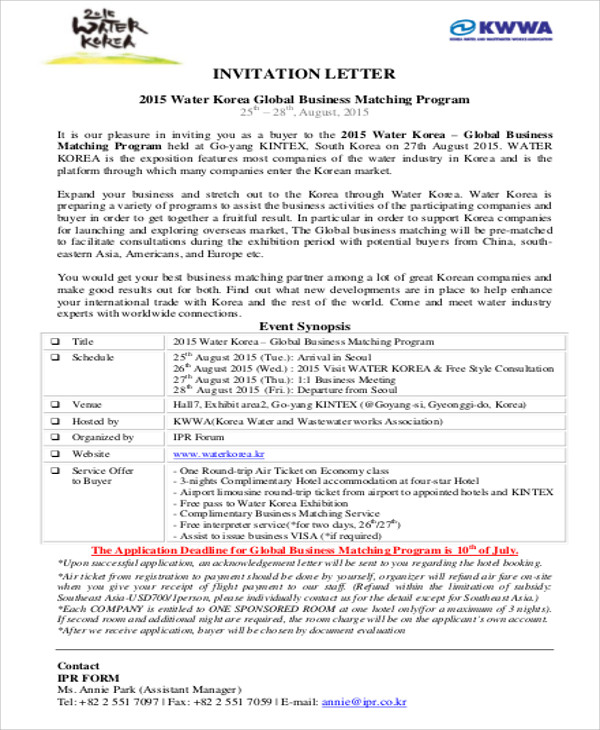 Sample invitation letter for business visa europe