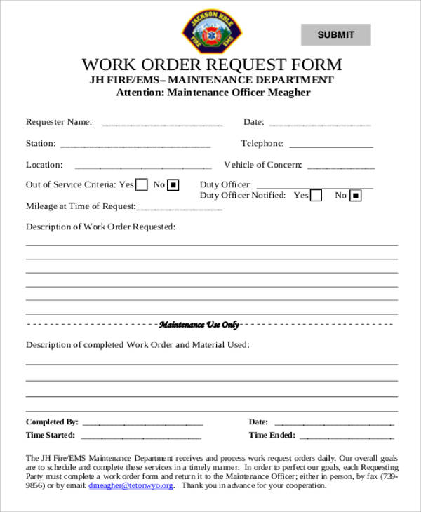 order request form