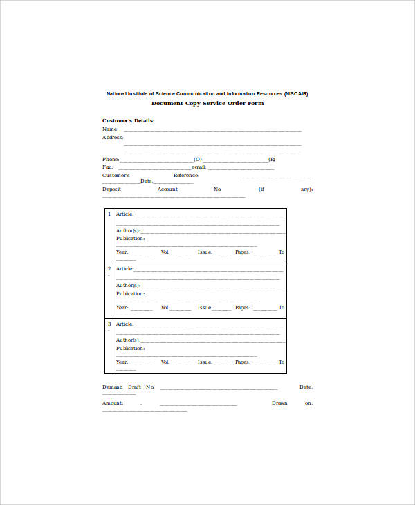 service order form