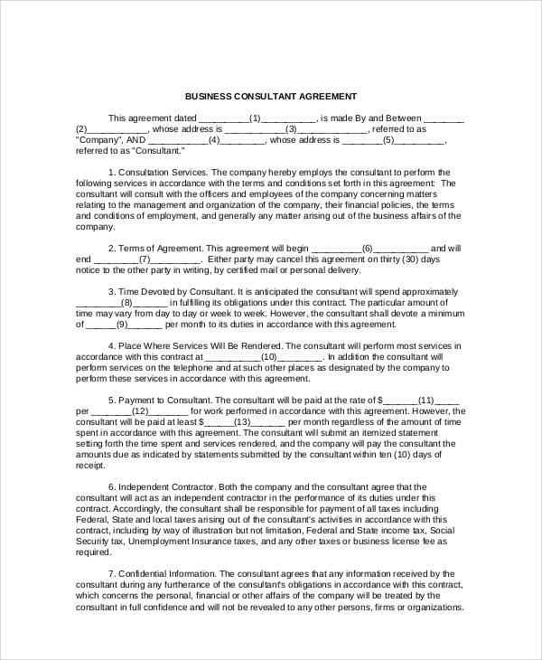 business consulting agreement contract