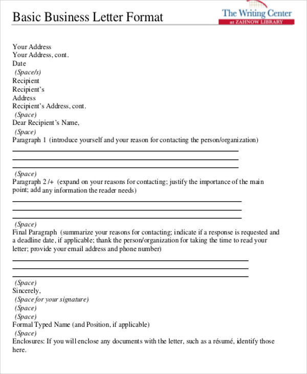 basic business letter format pdf