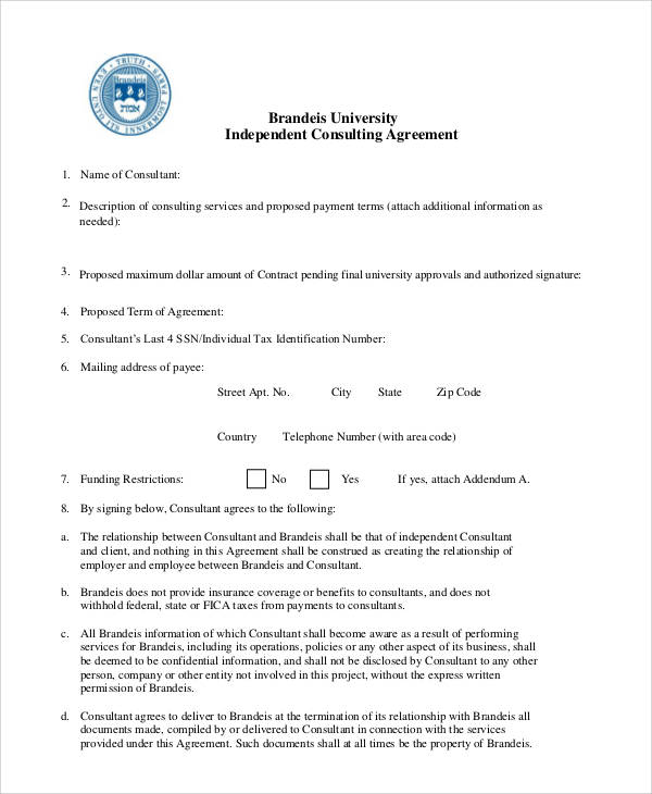 independent consulting agreement contract