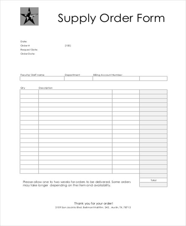 FREE 10  Printable Order Form Samples in MS Word PDF