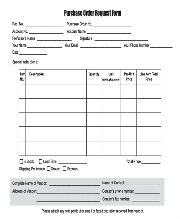 printable purchase order form