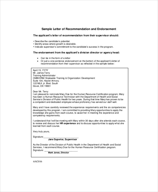 Employment Sample Recommendation Letter For Promotion