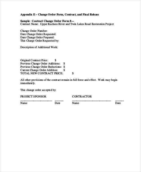 contractor change order request form