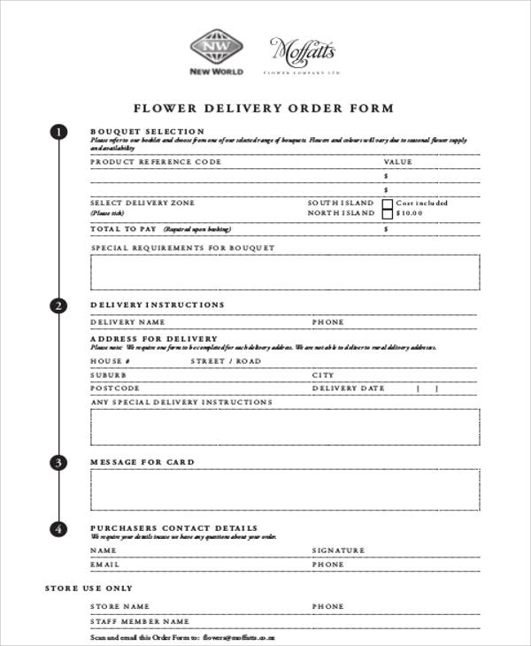 Printable Flower Order Form Template Printable Templates