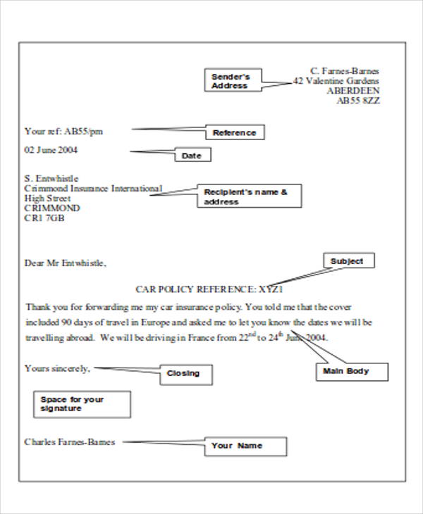formal business letter layout