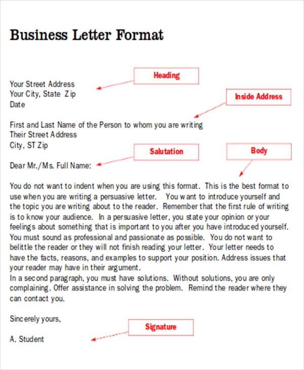 standard business letter layout