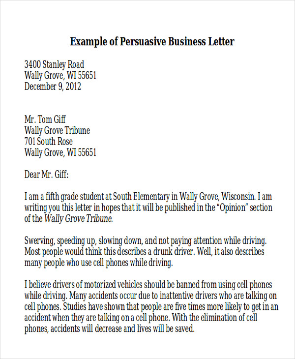 FREE 9+ Sample Persuasive Business Letter Templates in MS Word PDF