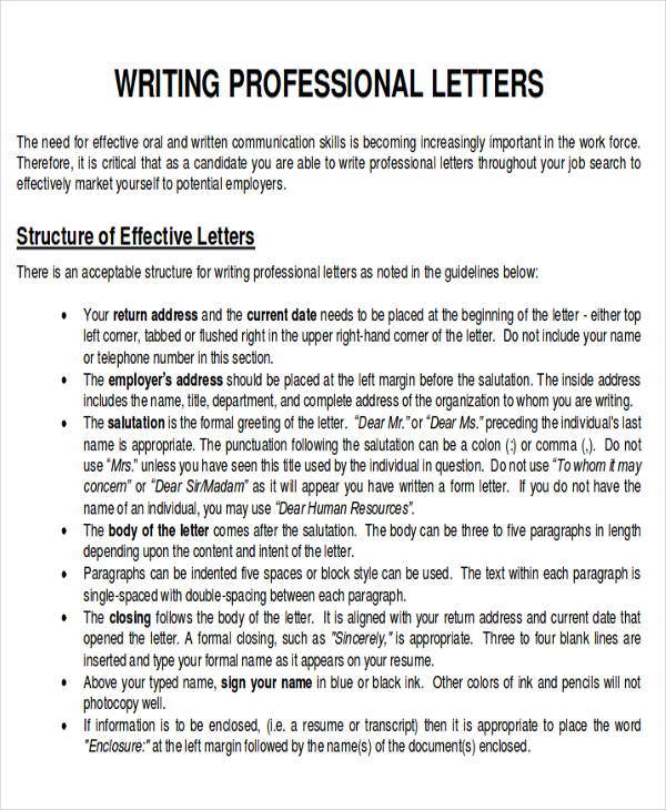 professional business letter layout