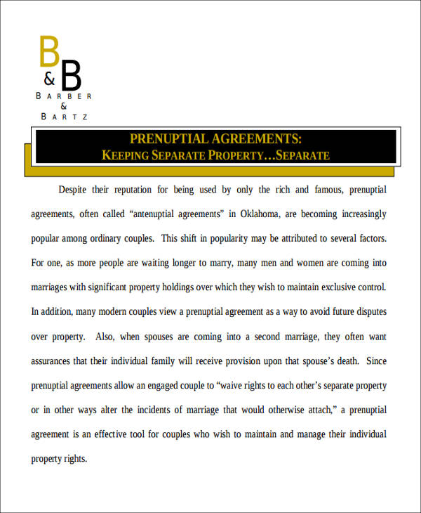 property prenuptial agreement format