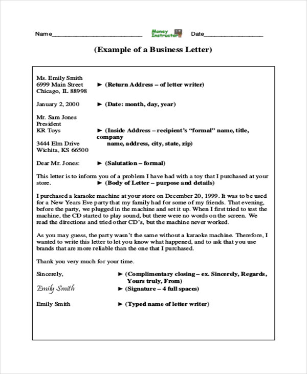 professional business letter example