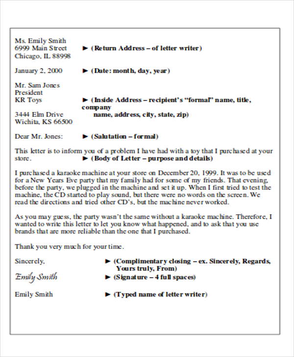 business form letter layout