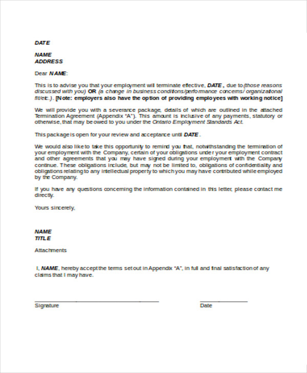 format of business termination letter 