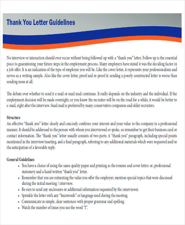 business thank you letter layout