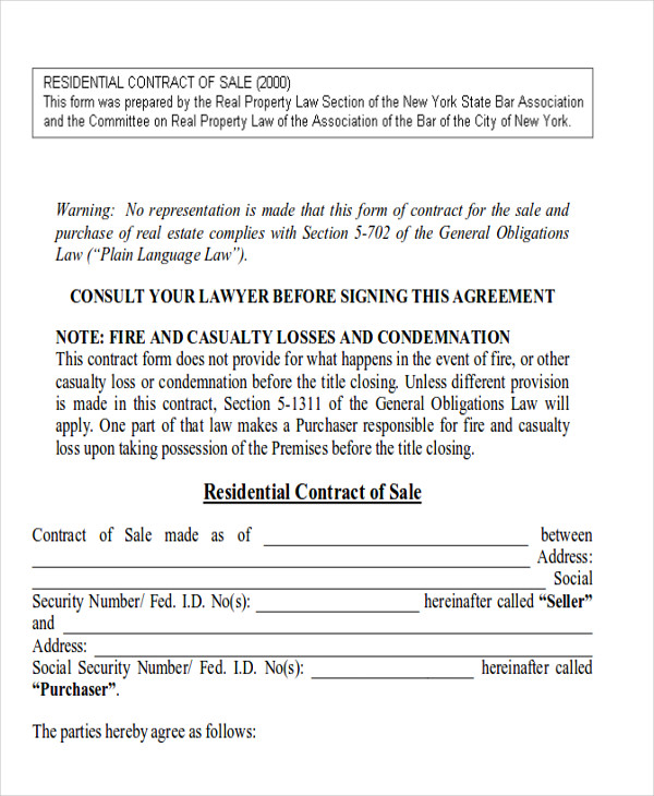 home sales contract form