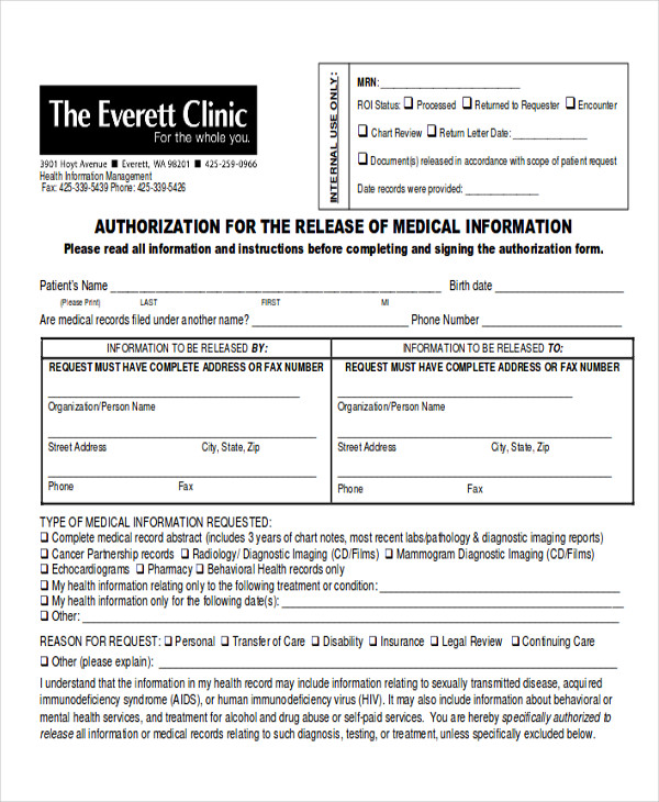 medical work release form sample