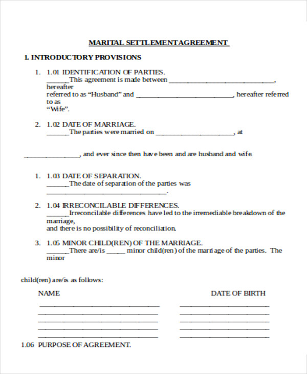 marital settlement agreement doc