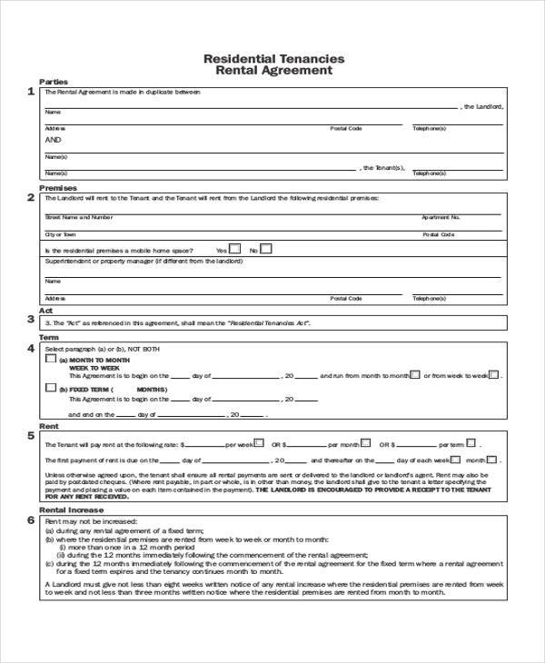 standard rental agreement pdf
