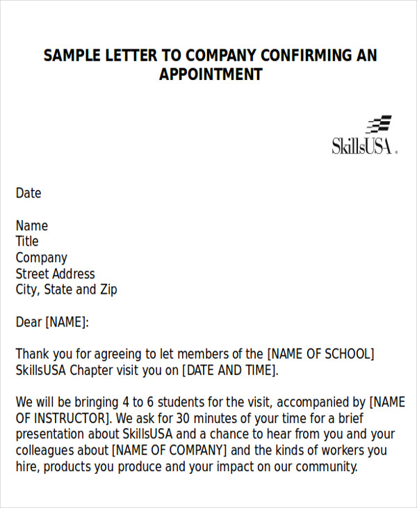 sample letter request appointment product presentation