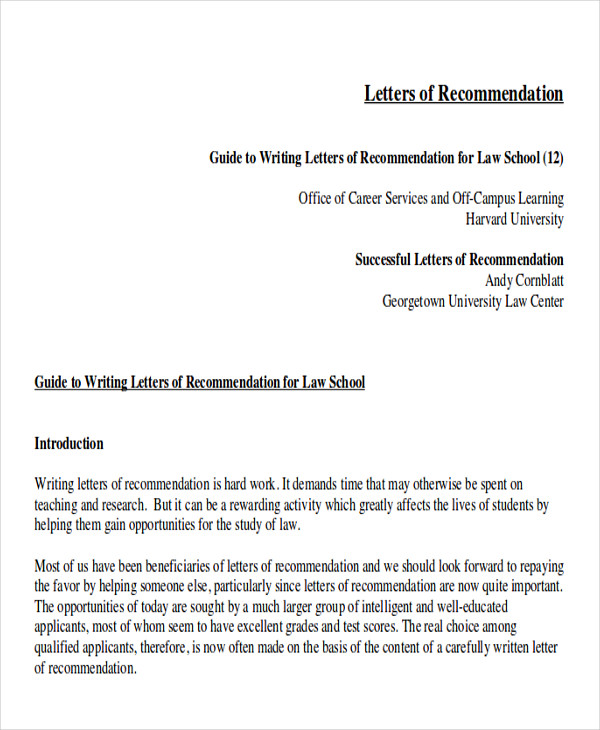 Free 5 Sample Law School Letter Of Recommendation In Ms Word Pdf 8721