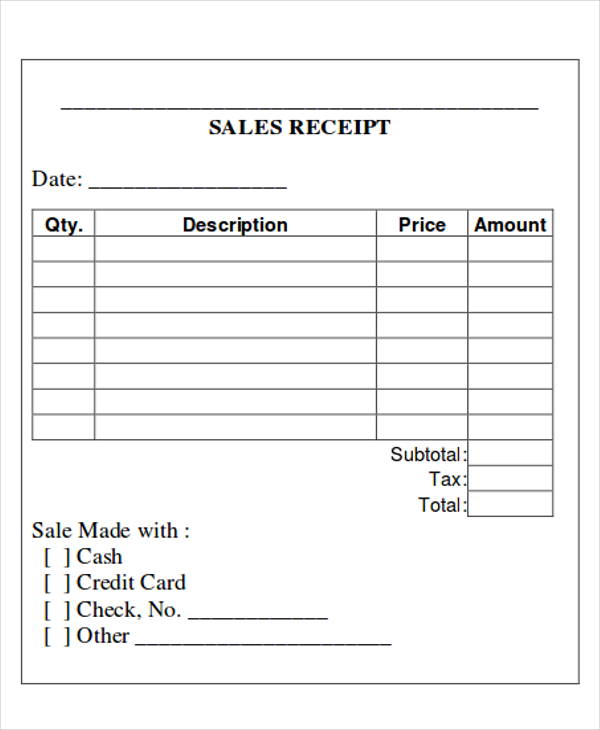 free 7 printable sales receipt samples in ms word pdf