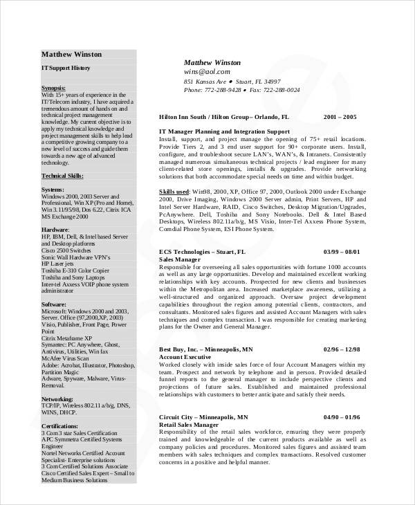 it manager resume